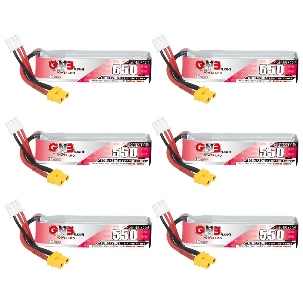 GNB 2S 7.6V 550mAh 100C/200C HV リポバッテリー Happymodel FPV レーシングシネフープ BetaFPV RC ドローン用 XT30U-F プラグ