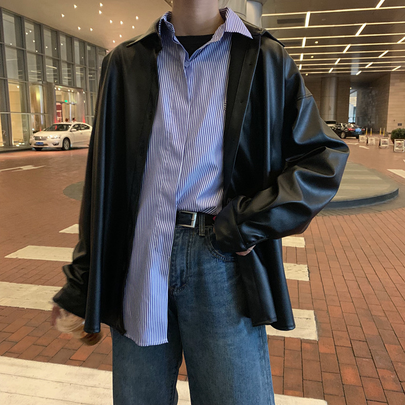 新しいシックな Pu レザー女性 blusess 基本コートモーターバイカージャケットシャツ春秋黒フェイクレザージャケット