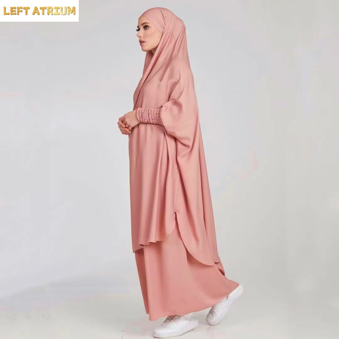イスラムキマールカフタン Niqab ブルカアバヤローブ 2 点セット祈りの衣服イスラム教徒ヒジャブドレスイードラマダンオーバーヘッドカフタンガウンスーツ