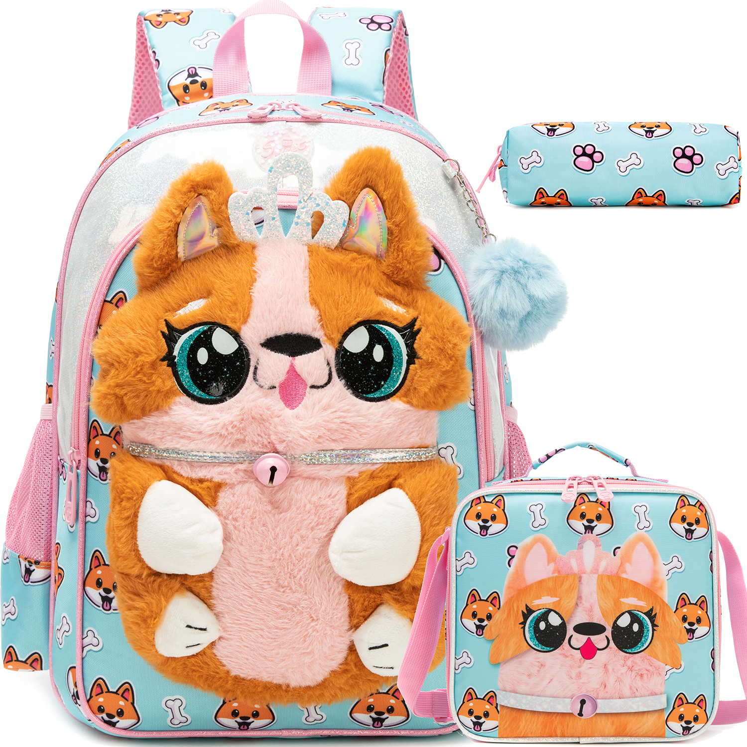 Meetbelify キッズ バックパック 女の子用 スクールバックパック ランチバッグ 鉛筆ケース付き 小学生用 6歳から8歳まで