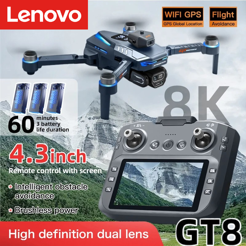 レノボ GT8 ドローン 8K プロフェッショナルデュアルカメラ GPS FPV ブラシレスモーターオプティカルフローホバリング折りたたみ Quadcopter 4K RC ドローンおもちゃ