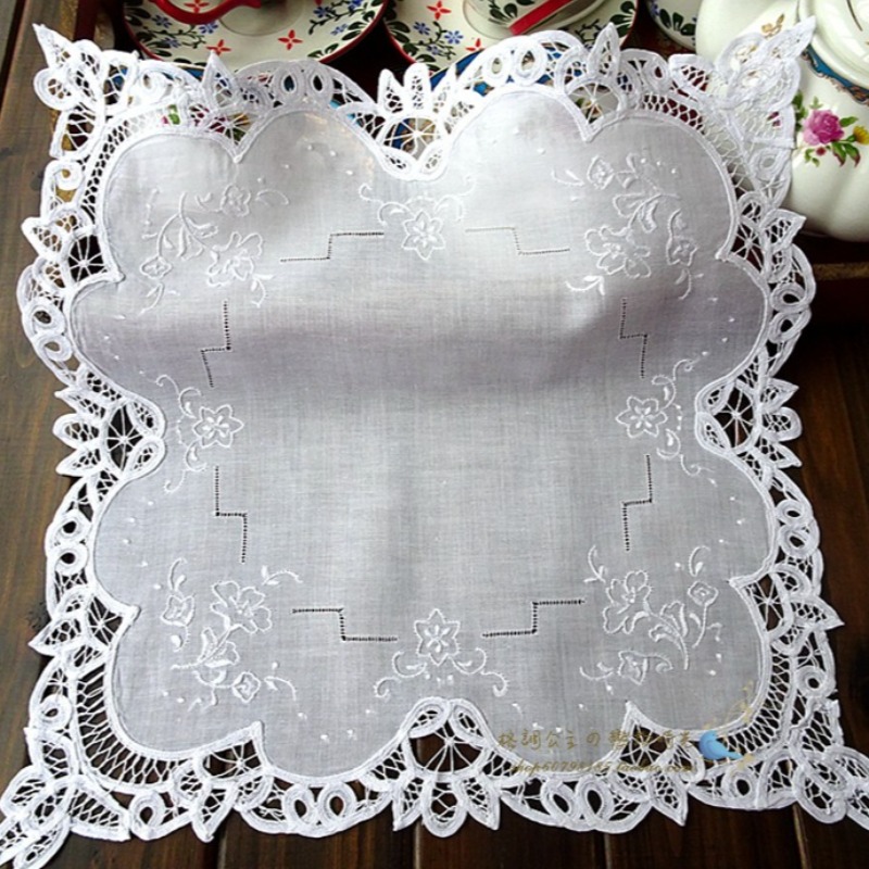 英国ヴィンテージ純綿潮山手刺繍百リボン蓋スカーフ正方形ハンカチ 36 センチメートル