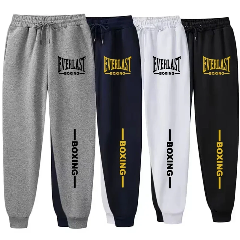 2025 秋冬 EVERLAST プリントランニングパンツ男性女性アウトドアスポーツフィットネスパンツジョギングフリースカジュアルスポーツパンツ