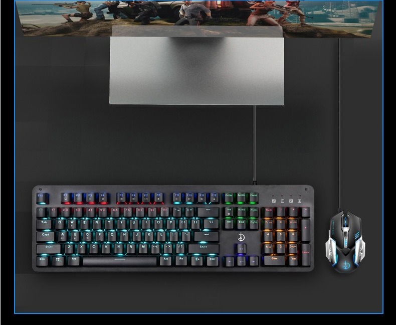 ホット販売 OEM104 キー有線高 DPI RGB 緑軸キーボードとマウスのセット