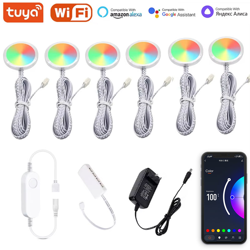 DC12V トゥヤ WIFI RGB LED アンダーキャビネットライト調光可能なパックライトフェスティバルキッチンカウンター家具装飾アリス Alexa Google ホーム
