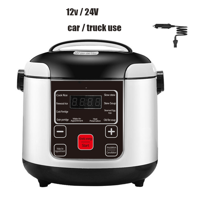 12V 24V ミニ炊飯器車のトラックスープお粥調理機食品蒸し器熱弁当箱食事ヒーターウォーマー英語メニュー 2L