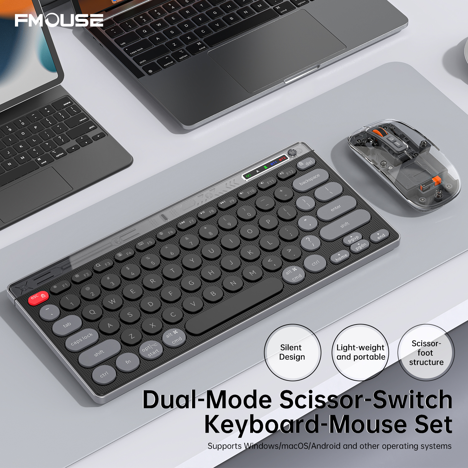 Bluetooth ワイヤレスキーボードマウスセットラップトップサイレントボタン充電ポータブルミニワイヤレスキーボードオフィスタイピング