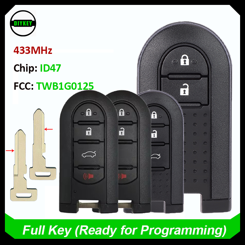 2/3/4 ボタンスマートカーリモートキー FSK 433.92MHz ID47 チップトヨタラッシュダイハツテリオス 2018 2019 2020 2021 FCC ID: TWB1G0125