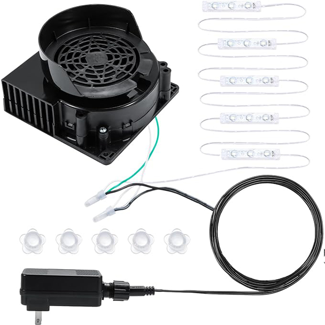 Red Wind LED Light High Airflow DC Blower Fan 12V Electric Plastic Blade Replacement for Halloween Inflatable Costume
