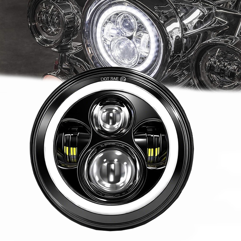 7 "HALO LED ヘッドライト交換ハーレーロードキングエレクトラグライドウルトラクラシック限定ヘリテージソフテイルファットボーイ