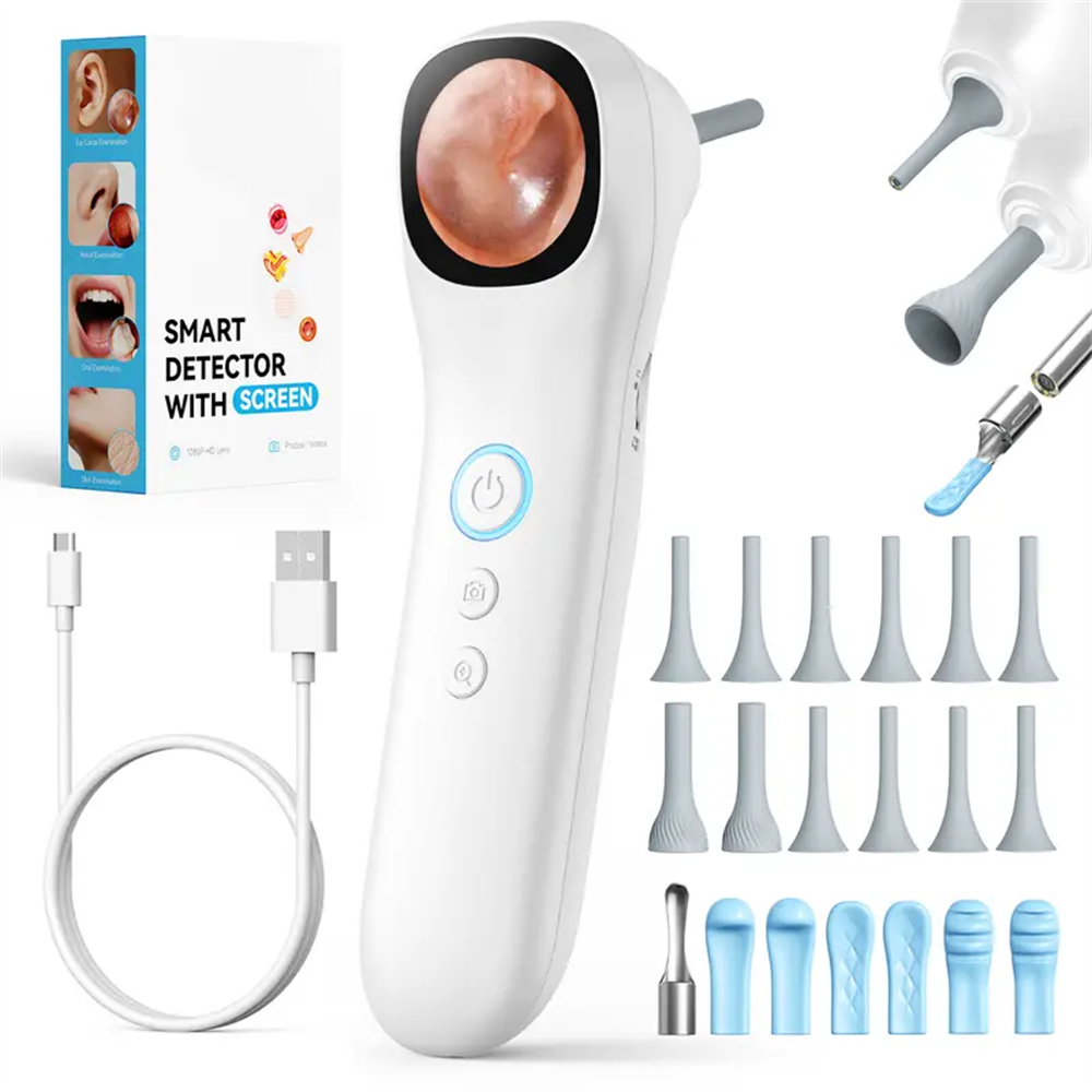 5-in-1 Smart Detector with Screen 1080P HD Ear Camera Includes Ear Pick Set and Six Replacement Tips 12 Extra Inspection Heads
