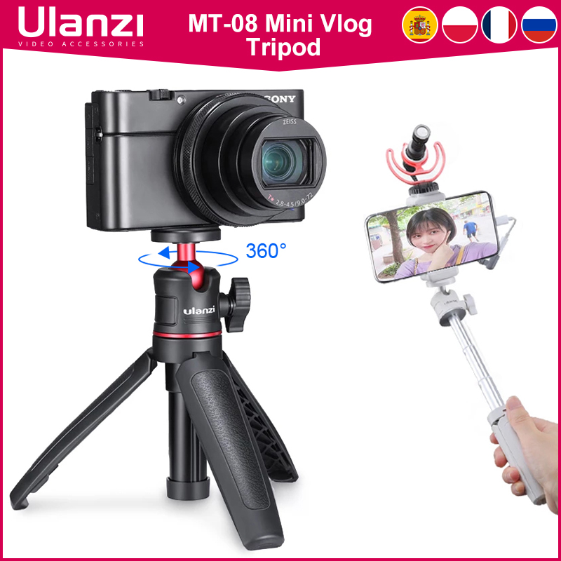 Ulanzi MT-08 デジタル一眼レフカメラ電話 Vlog 三脚キットコールドシュー電話マウントホルダーマイク LED ライトミニ三脚 iPhone 13 ソニー用