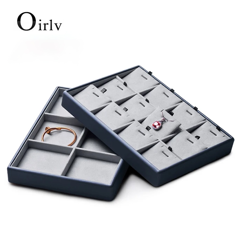 Oirlv PU レザーネックレスブレスレットウォッチトレイリングイヤリングジュエリーオーガナイザージュエリートレイディスプレイ小道具写真撮影