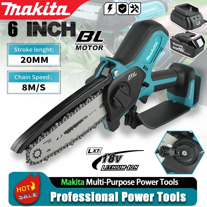 マキタ 18V コードレスチェーンソー木工用小型ハンドヘルド電動 6 インチロギング Sawzall ミニポータブルチェーンソー