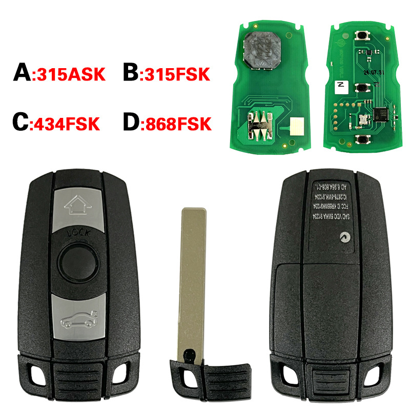 DIYKEY リモートキー 315MHz 433Mhz 868MHz チップ BMW CAS3 1/3/5/7 シリーズ X5 X6 E60 E61 E70 E71 E87 E90 Z4 KR55WK491