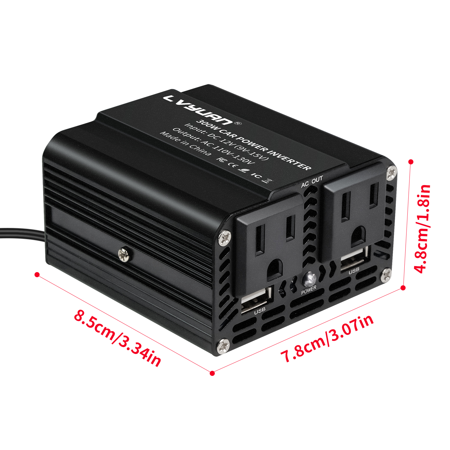 500 ワット/300 ワットカーインバーター DC12V AC110V 電力変換ミニポータブルインバーター USB 5V 3.1A 出力米国ソケット