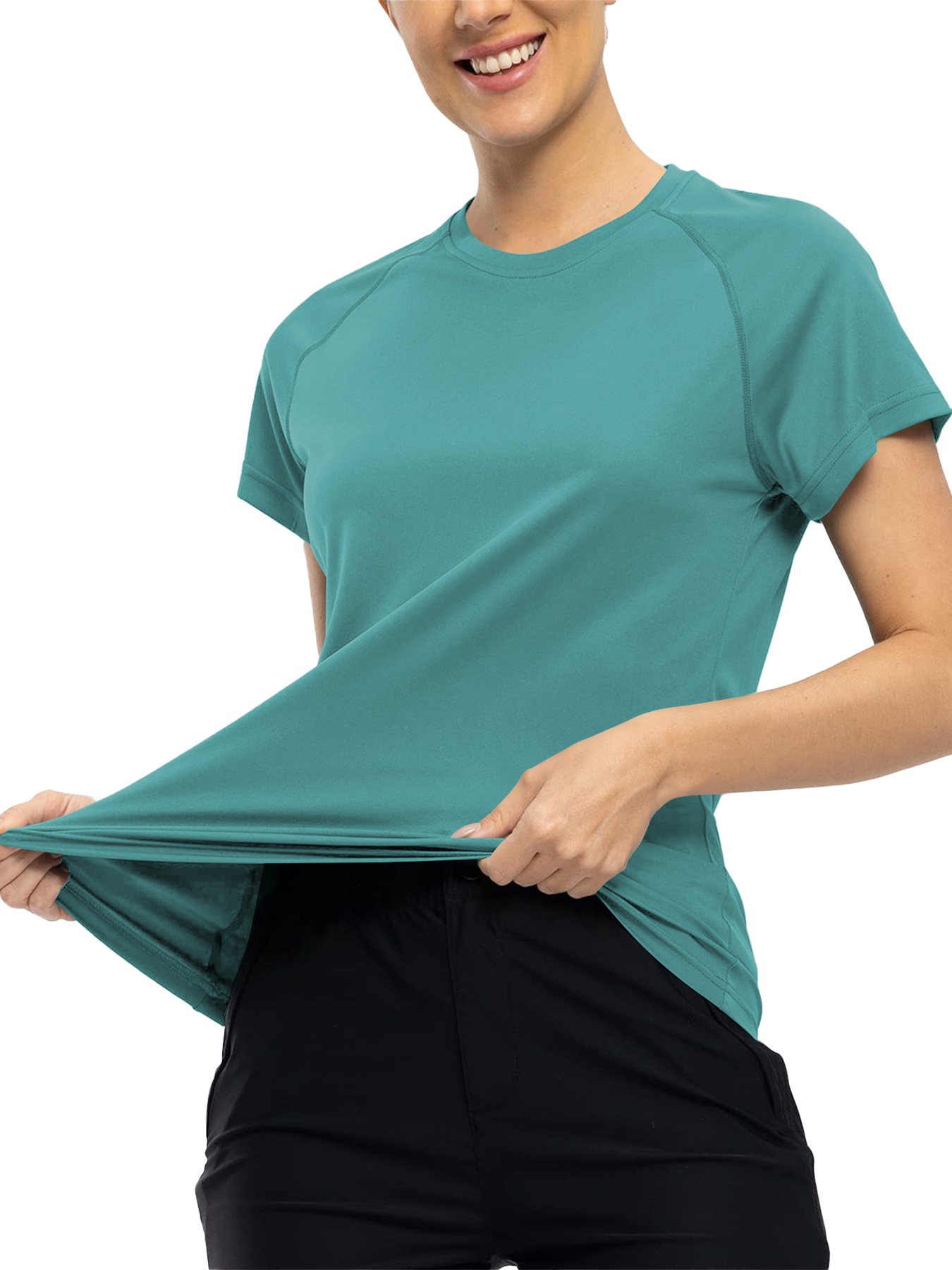 女性用 速乾性 半袖 弾力性 ジム スポーツ 吸湿発散性 ラウンドネック Tシャツ トレーニング エクササイズ ジム スポーツ シャツ