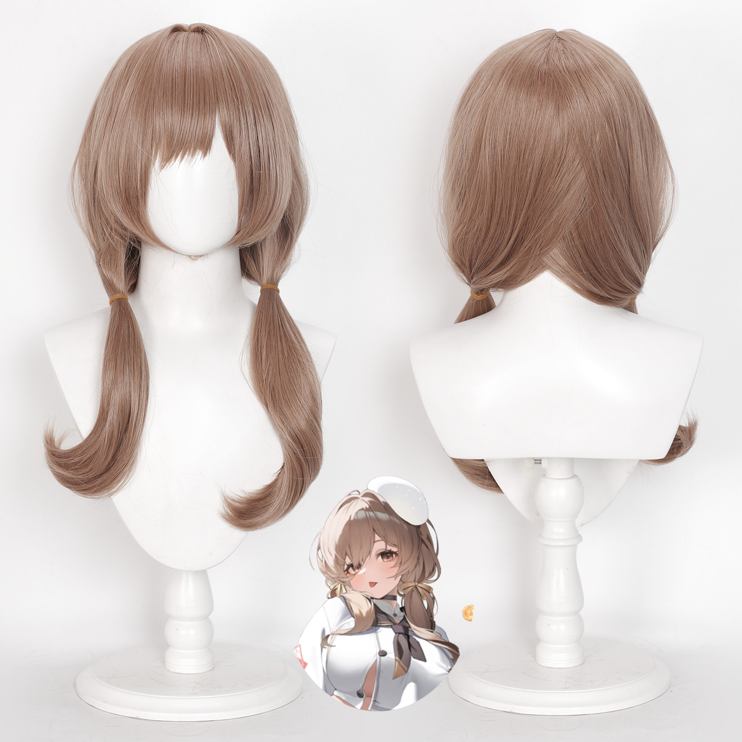 コスプレウィッグ勝利の女神ニッケアニメウィッグ Bready ゲームロールプレイウィッグブラウン合成ポニーテールウィッグアニメパーティーマスカレード用