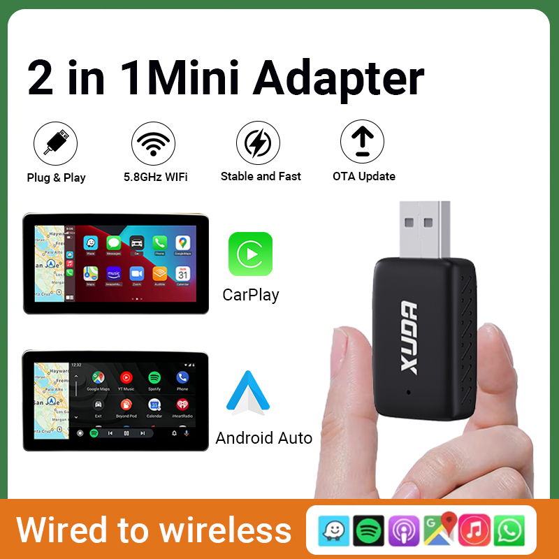 XUDA 2026 新しいワイヤレス Carplay と Android 自動 2in1 スマートミニボックス WIFI BT 自動接続トヨタボルボベンツ MG 起亜マツダフォード