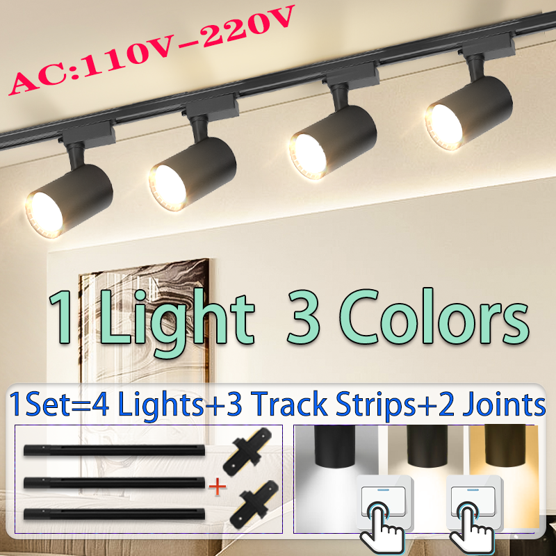 3 色 Led トラックライト全体セット 110 V 220 V COB スポットライト 12 ワット 20 ワット天井レールランプ衣料品店店舗ホーム