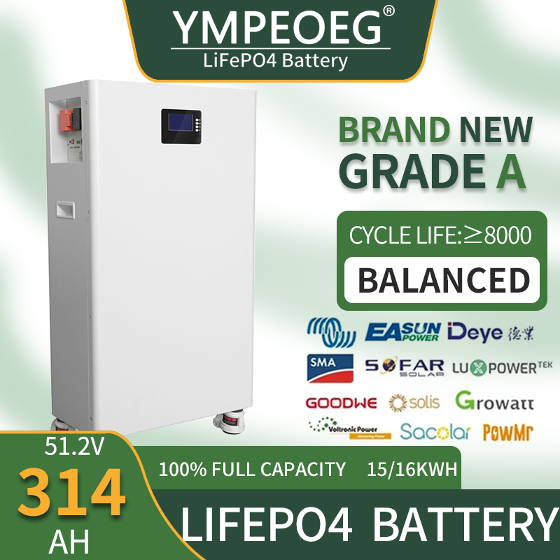 100% フル容量 15KWH/16KWH 真新しいグレード A LiFePO4 バッテリーパック 48V280Ah/314Ah 10 年保証家庭用エネルギー貯蔵