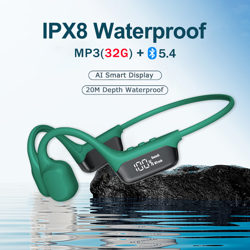 骨伝導イヤホン IPX8 防水ヘッドセット水泳用新しい Bluetooth ワイヤレススポーツヘッドフォン MP3 32 グラム RAM ハイファイステレオ
