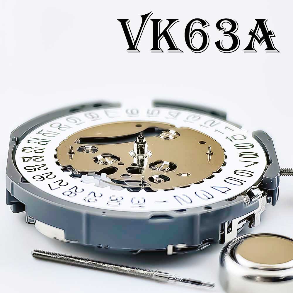 日本輸入クォーツムーブメント VK63 24 時間 3 時カレンダー マルチピン多機能時計スポーツ アクセサリー