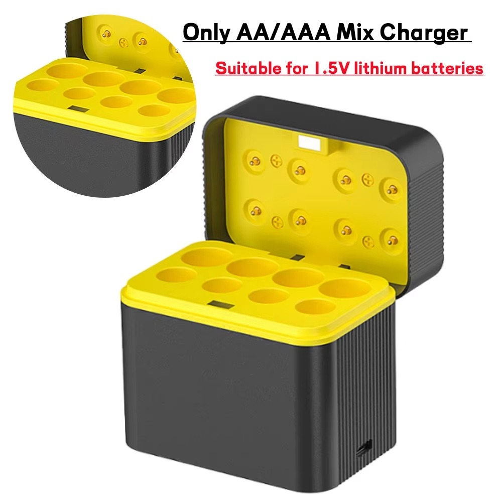 1.5V AA/AAA リチウム電池充電器 8 スロット 1200 回リサイクル スマート電池充電器 インテリジェント フリップトップ Type-C ポート