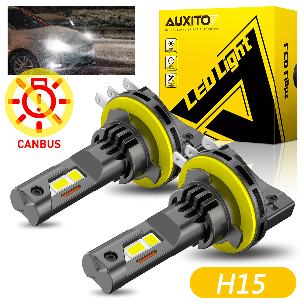 2 個 AUXITO H15 LED ヘッドライトターボ Canbus アンチエラースポットライトフォルクスワーゲンゴルフ 6 7 フォードアウディシュコダハイビーム DRL ホワイト 12V