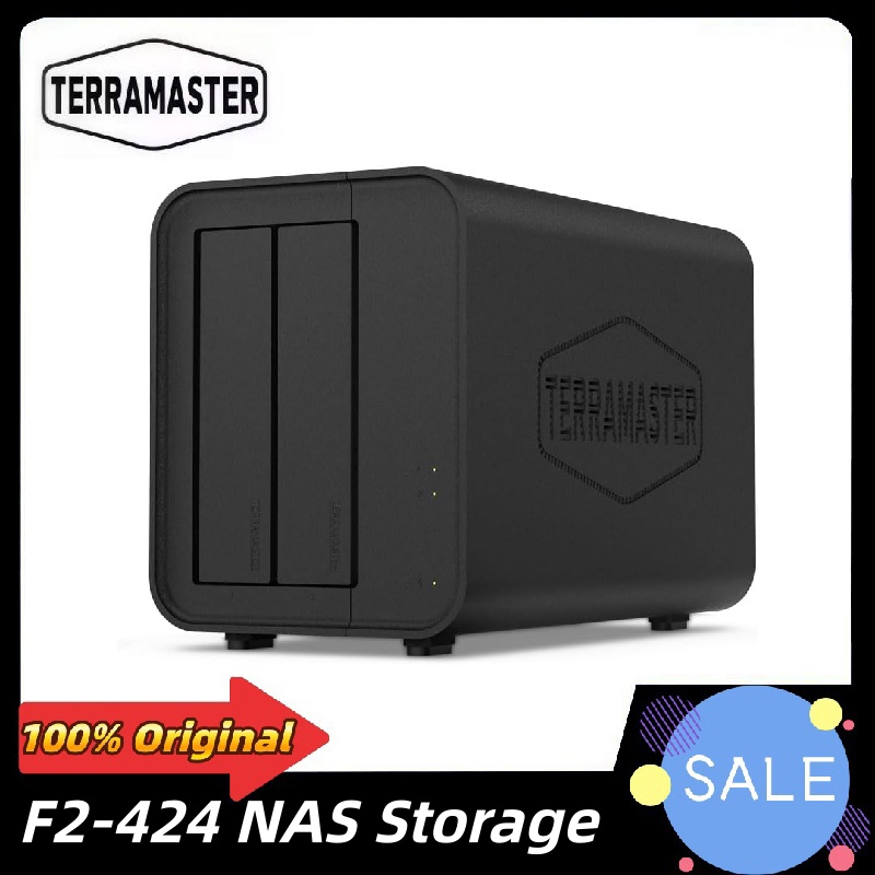 TERRAMASTER F2-424 NAS ストレージ 2Bay - N95 クアッドコア CPU、8GB DDR5 RAM、2.5GbE ポート x 2、ネットワーク接続ストレージ (ディスクレス)