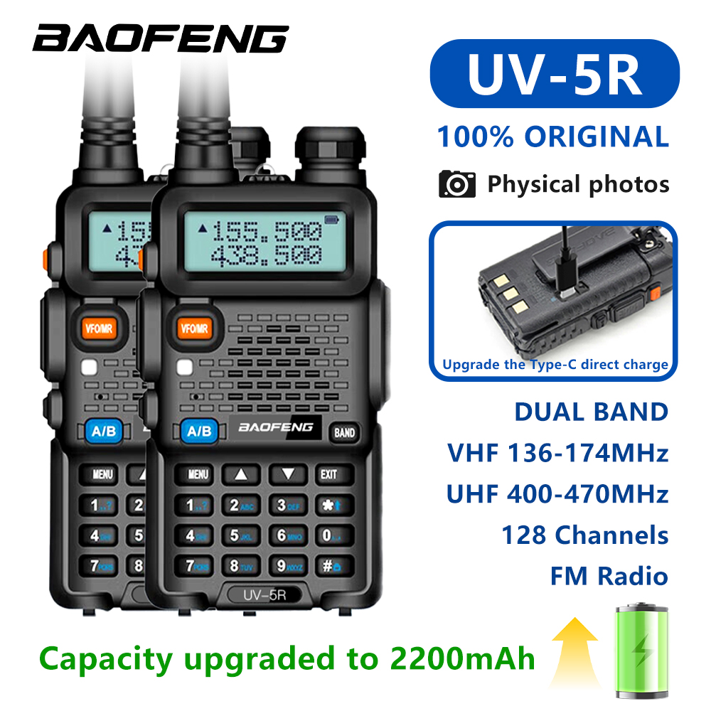 1 ピース/2 ピース baofeng uv 5r USB 長距離ハムアマチュア FM ラジオ長距離ポータブル双方向ラジオ Baofeng CB ラジオトランシーバー