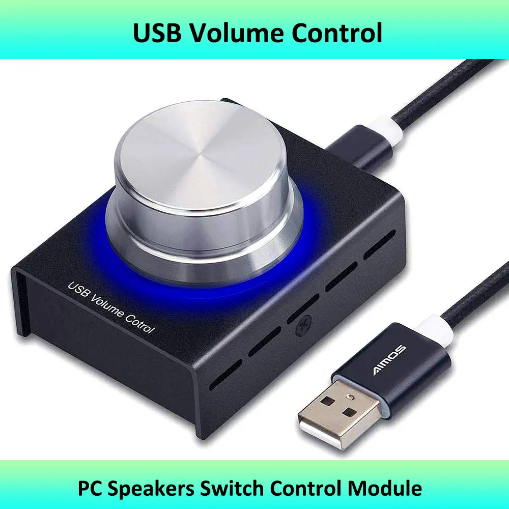 AIMOS USB オーディオボリュームコントローラー、アジャスターロータリーコントロールノブコンピュータスピーカーコントロールスイッチ Win7/8/10/XP/Mac、Android 用