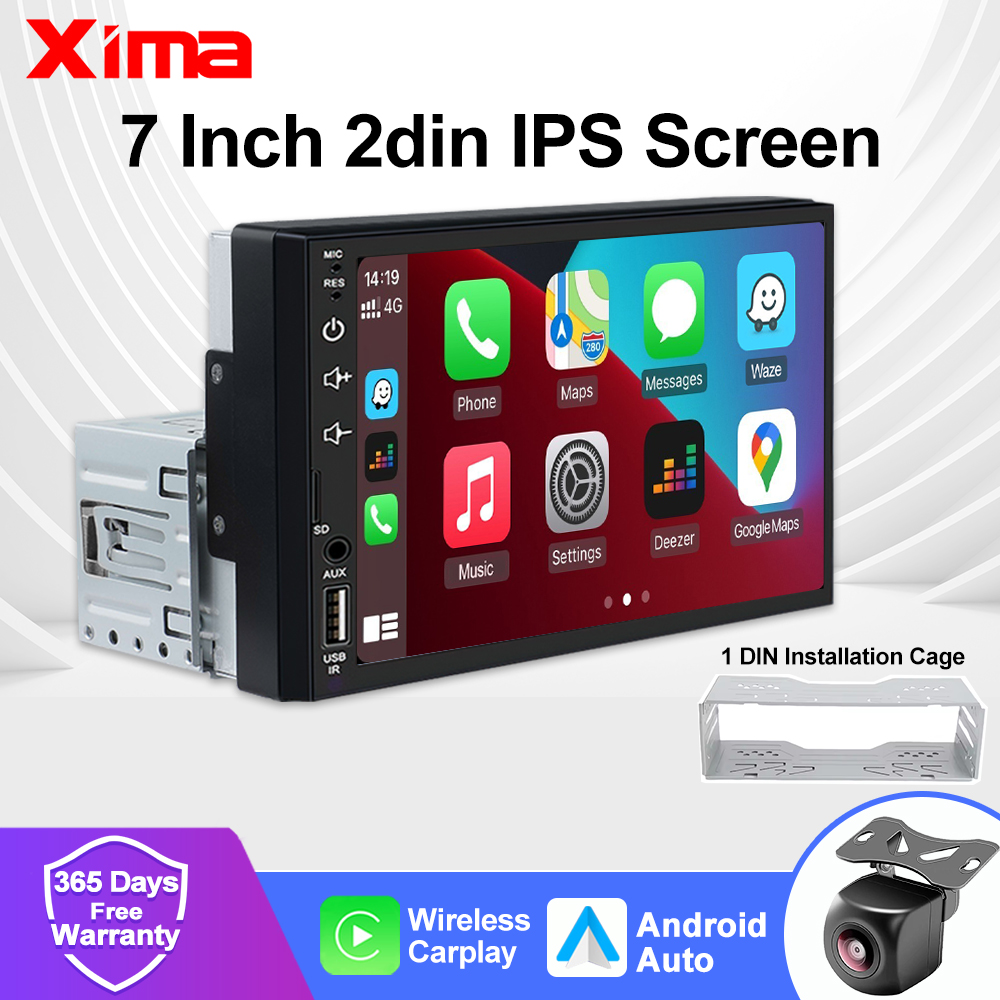 XIMA ユニバーサル 1 Din 7 インチ カーラジオ Carplay Android 自動マルチメディア プレーヤー HD タッチ スクリーン入力 Bluetooth MirrorLink オートラジオ