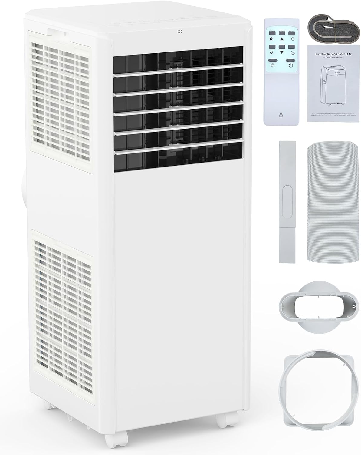 Torvani Store GarveeLife ポータブルエアコン、最大 350 平方フィートの部屋用 8,000 BTU、冷却、除湿器、ファン、リモコン、ウィンドウキット付きスマートコンパクト AC ユニット、ホワイト