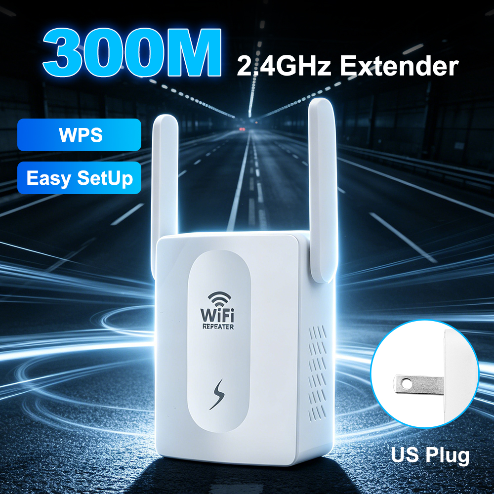 300Mbps WiFiリピーター2.4G信号ルーターワイヤレスブースター長距離アンプネットワークWi-Fiエクステンダー家庭用/オフィス用簡単セット
