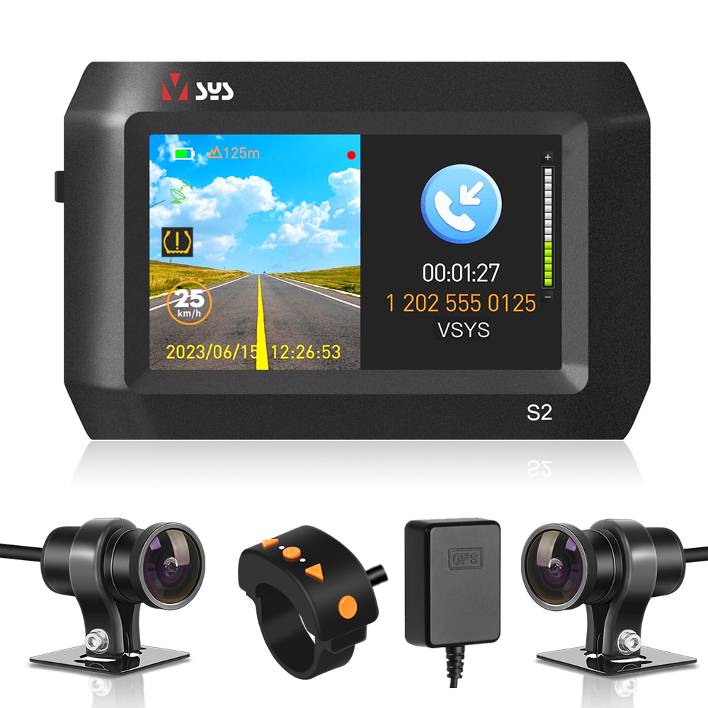 VSYS S2 S2F S2L デュアル 1080P オートバイ DVR ダッシュカム SONY Starvis TPMS パーキングモード防水オートバイカメラ WiFi アプリ