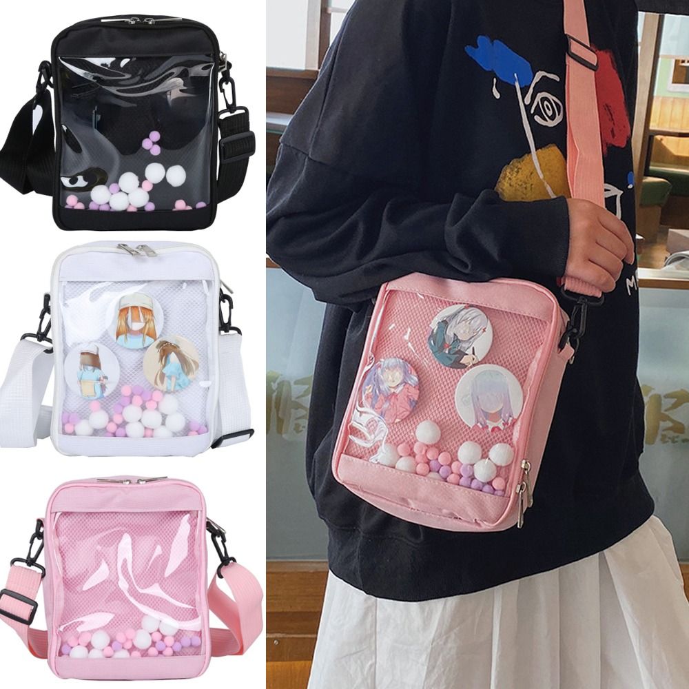 かわいいブラックホワイトミニクロスボディバッグ PVC シンプルな小さなクリア Ita バッグ透明メッセンジャー電話バッグ高校