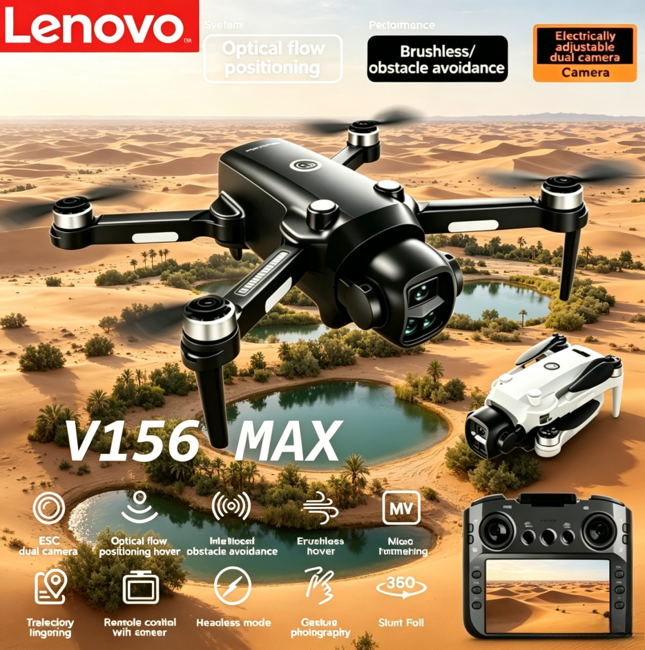 Lenovo V156MAX GPS RC ドローン スクリーン付き リモート 8K 航空カメラ 5G WiFi FPV 障害物回避 折りたたみ式プロフェッショナル クアッドコプター