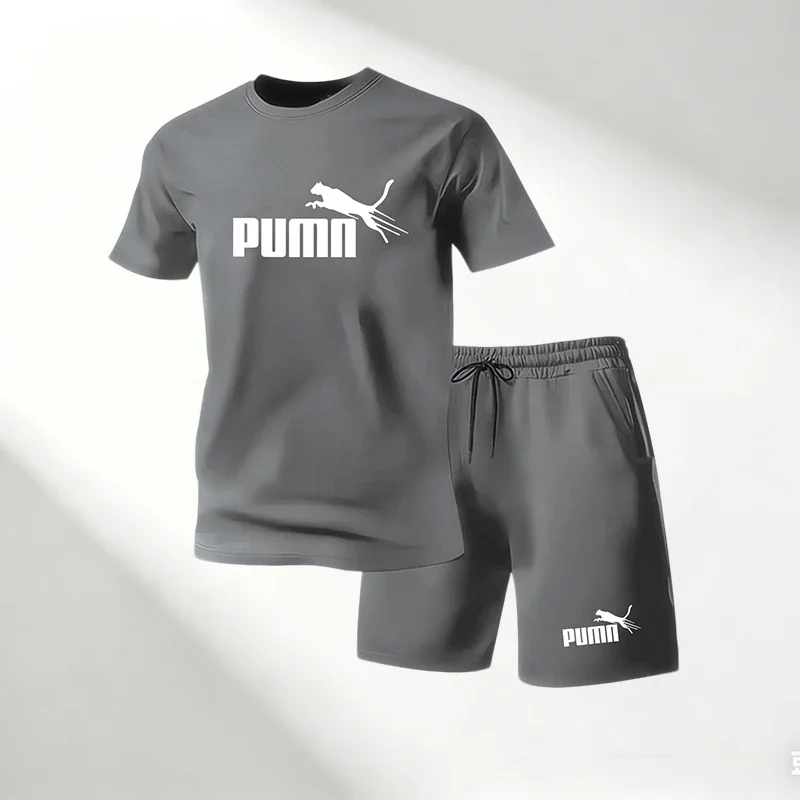 ホット販売 2026 メンズ Tシャツセット O ネック半袖スポーツショーツ速乾性カジュアルストリートファッションホームアウトドアランニング 2 ピース