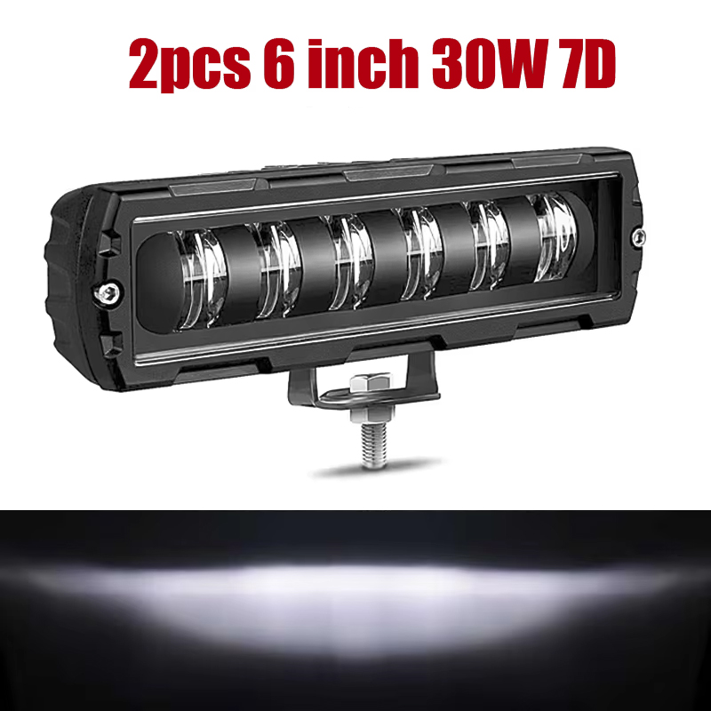 スリム 6 "LED ライトバー 7D 30 ワット LED バーオフロード 4x4 ワークライトドライビングフォグライトホワイト 6000K 車のトラック SUV ATV トラクタートレーラー用
