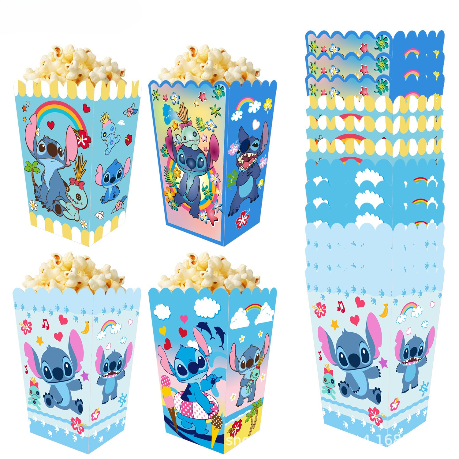 12 ピース/セットステッチテーマキャンディポップコーンボックスクッキーチョコレートスナックボックス少年少女の誕生日キャンディボックスパーティー用品