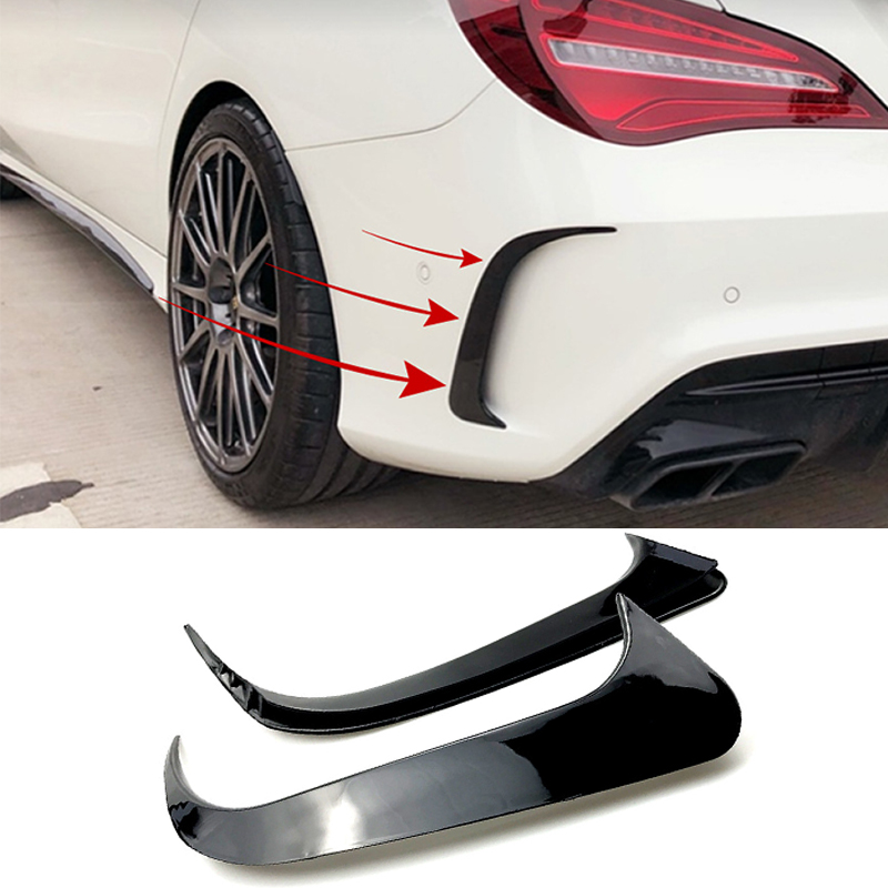 2 個グロスブラックリアバンパーリップスポイラーカナードベントメルセデス · ベンツ CLA 45 AMG W117 C117 CLA200 220 250 260 2013-2019