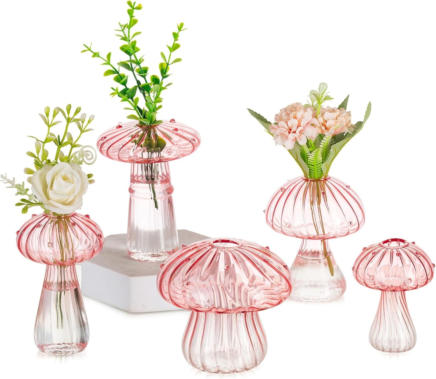 5 ピース/セットカラフルなキノコガラス花瓶クリエイティブ水耕植木鉢シンプルなテーブル装飾家の装飾クリエイティブ花瓶