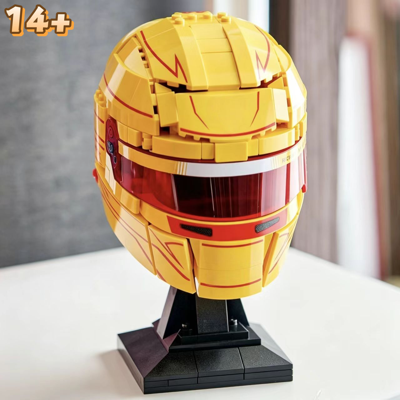 2026 新 884 個レーシングカーレーシングドライバールイスハミルトンヘルメット黄色ビルディングブロックパズル模型玩具誕生日飾りギフト