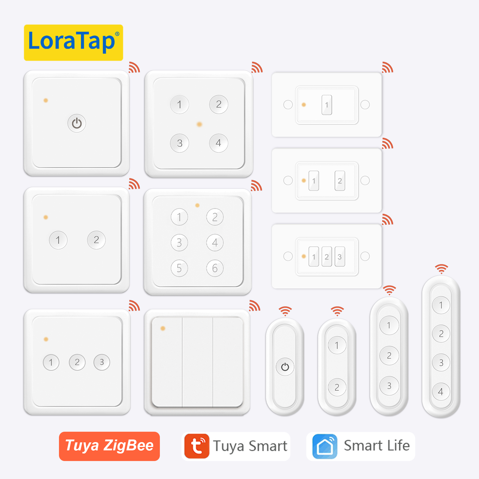 LoraTap ZigBee 3.0 ワイヤレス 13 タイププッシュボタン EU US リモコン Tuya シーンオートメーション制御スイッチスマートライフアプリ