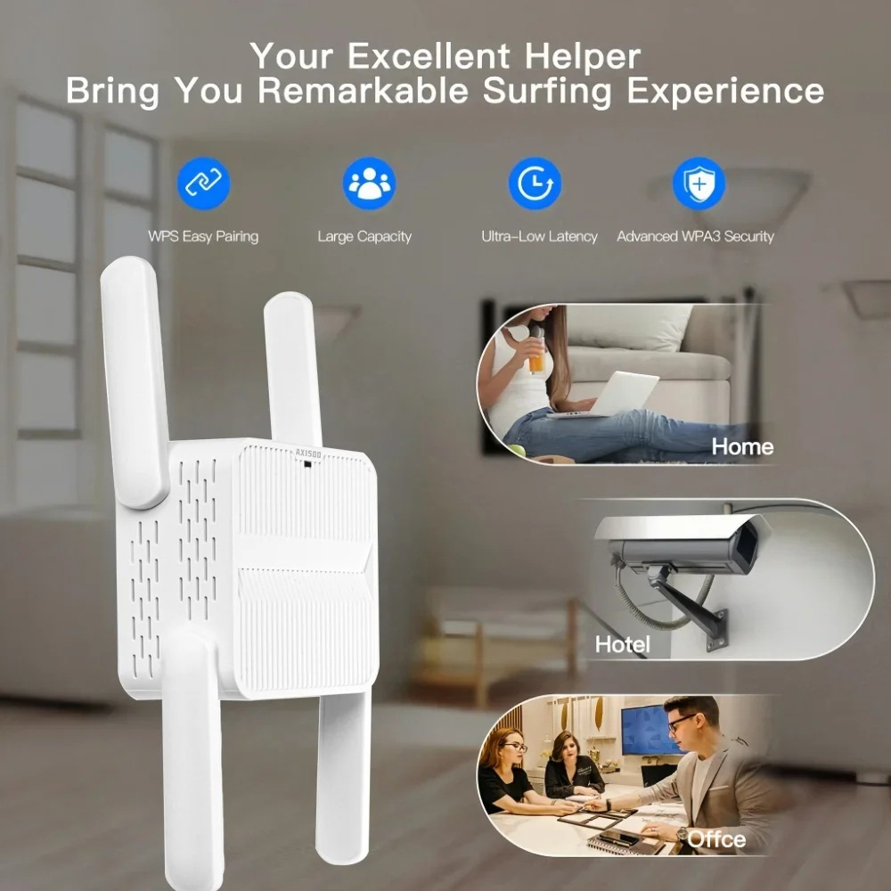 AX1500 WiFi 6 リピーター エクステンダー 信号ブースター デュアルバンド 2.4G/5GHz Wi-Fi 信号増幅器 長距離ネットワーク 簡単セット