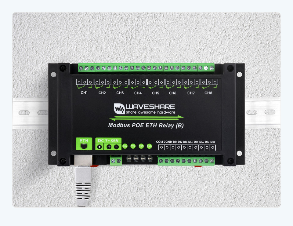 スマートオートメーション 8 チャンネルイーサネットリレーモジュール (B) デジタル入力 Modbus RTU/Modbus TCP プロトコル PoE ポート通信付き