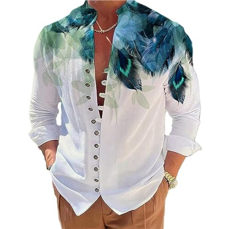 メンズカジュアルルーズ 3D プリント長袖シャツボタンアップビーチデイリー Camisas Hombre 休暇ストリートファッションブラウストップス