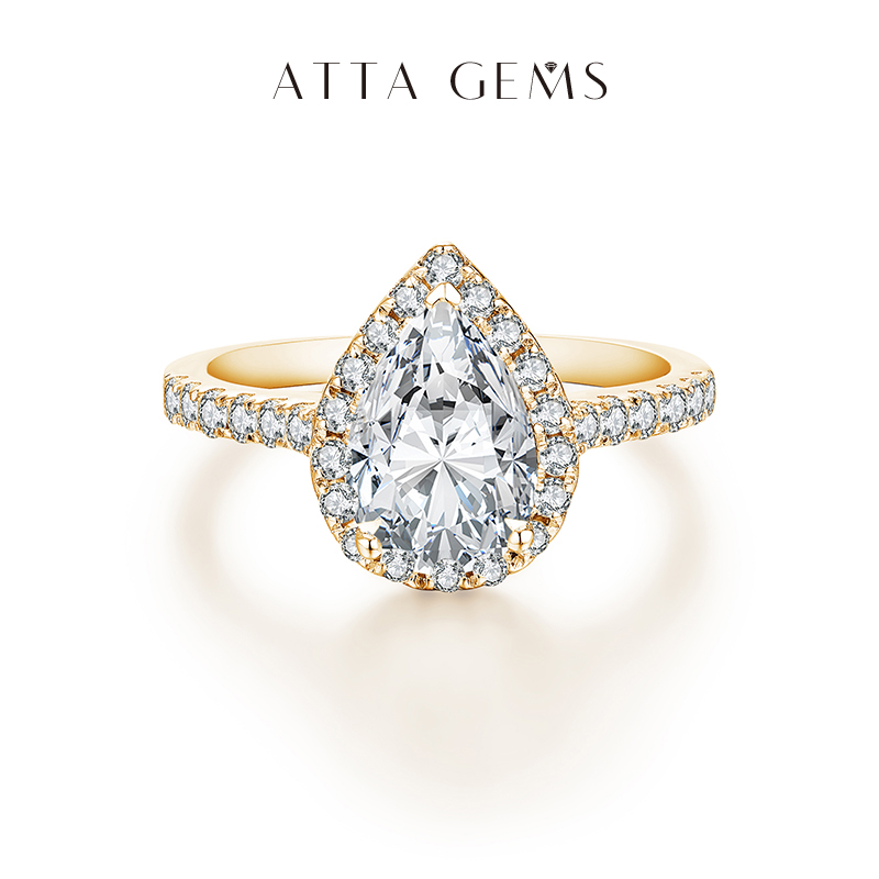 ATTAGEMS ペアカット 2.0CT D カラー VVS1 高級モアッサナイトリングリアル 925 スターリングシルバー女性のための婚約結婚式のジュエリーギフト