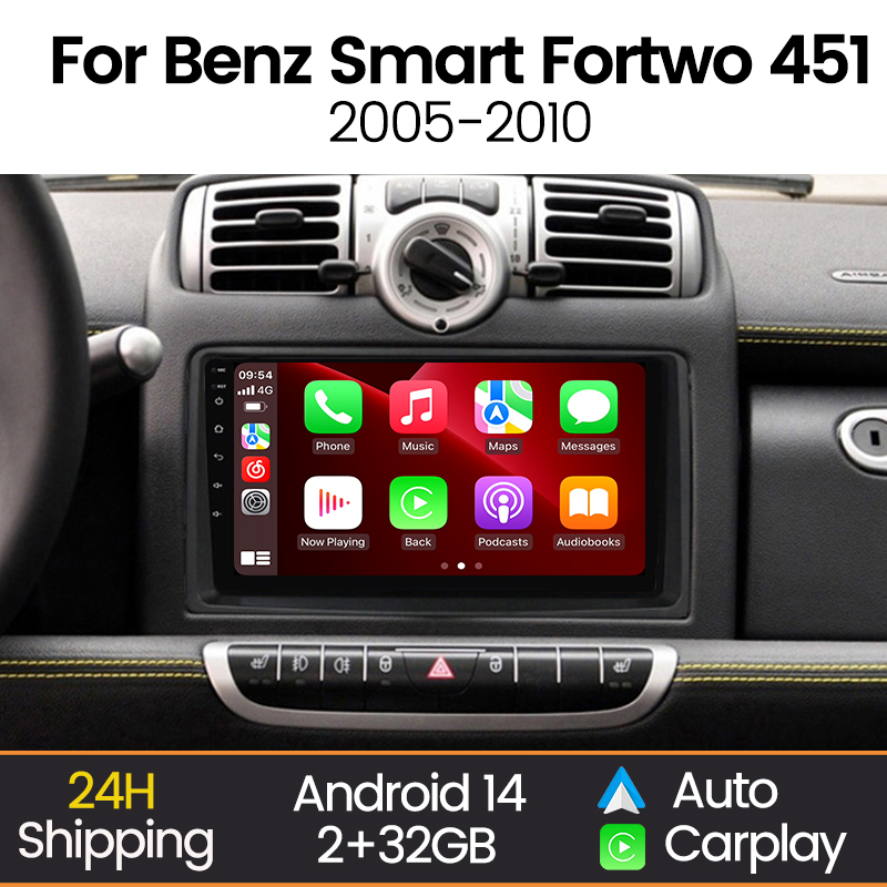 MEKEDE ワイヤレス CarPlay Android オートカーラジオ メルセデスベンツ スマート フォーツー 451 2005 - 2015 GPS ナビゲーション 2 din オートラジオ